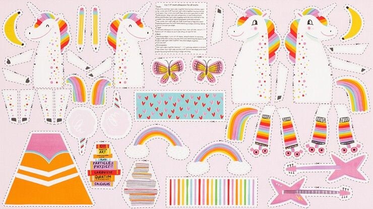 Magical Rainbow Unicorns 24" Panel AIL-19052-263 Rainbow Cotton Woven Panel