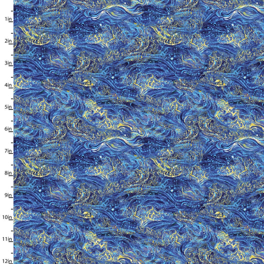 Wings of Joy Digital Waves 14960-BLUE Cotton Woven Fabric