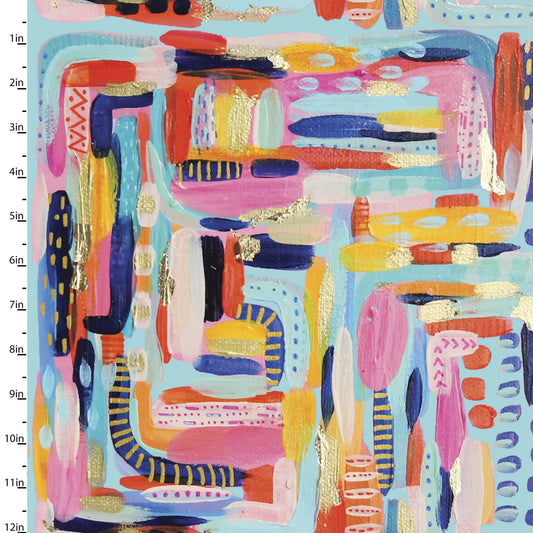 Artsy Brights Digital Architecture 14853-BLUE Cotton Woven Fabric
