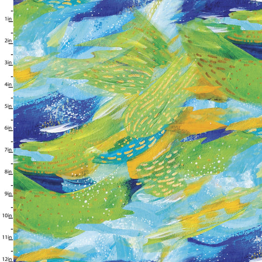 Artsy Brights Digital Wave 14860-GREEN Cotton Woven Fabric
