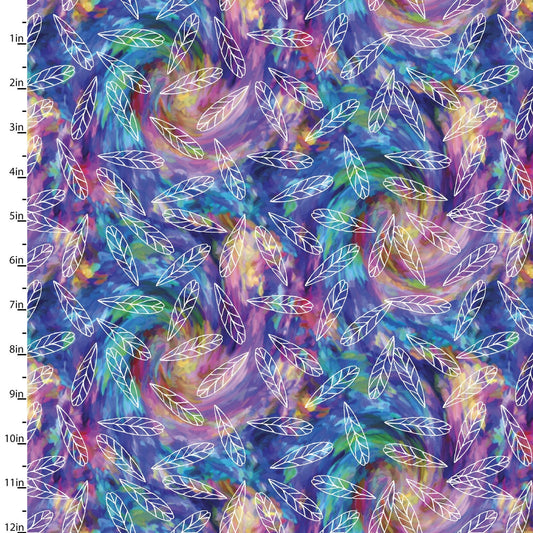 Bright Birds Feather 114991-MULT Digitally Printed Cotton Woven Fabric