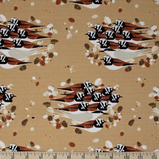 Charley Harper Barkcloth Turnstones Organic Cotton Barkcloth