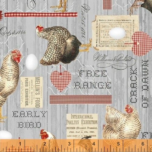 Early Bird by Whistler Studios Grey Collage 51397-2 Cotton Woven Fabric