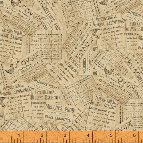 Early Bird by Whistler Studios Tan Newspaper Clippings 51402-1 Cotton Woven Fabric