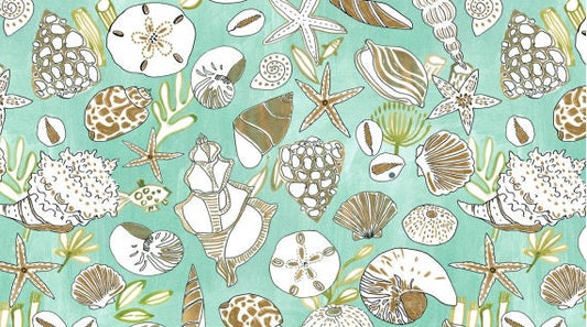 High Seas by August Wren Shells Stella-DAW1369-Multi Cotton Woven Fabric