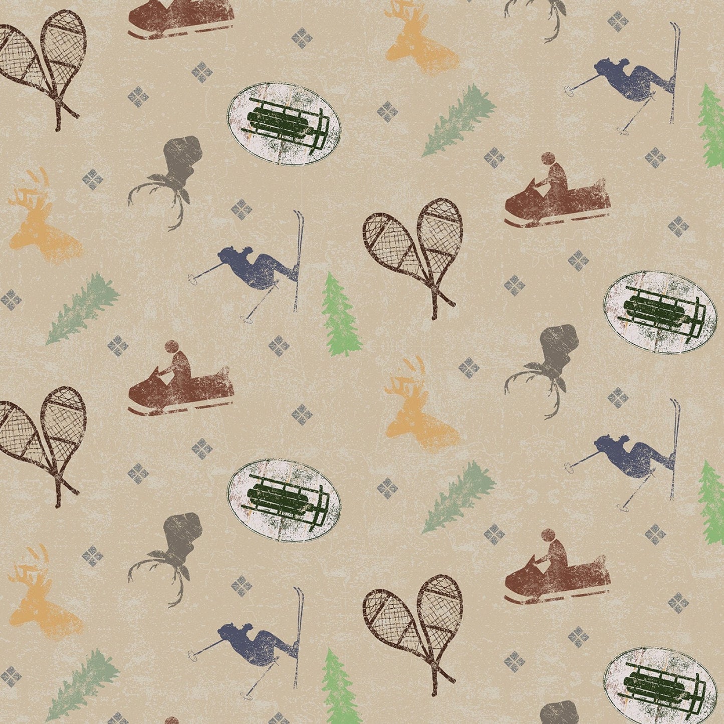 Winter Playground by Dan DiPaolo Khaki Winter Playground Equipment Y2766-12 Cotton Woven Fabric