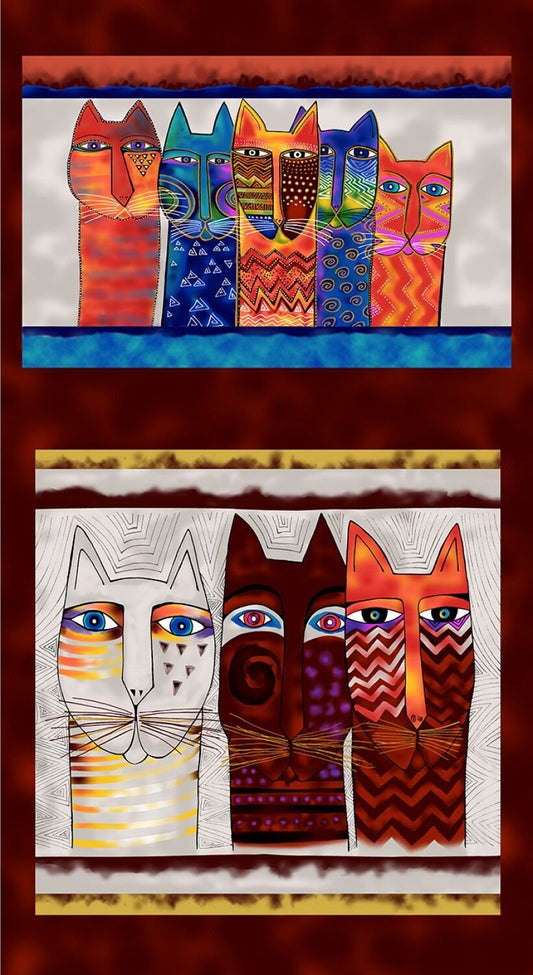 Feline Frolic by Laurel Burch  24" Panel Pillow Multi w/Metallic Y2794-55M Cotton Woven Panel