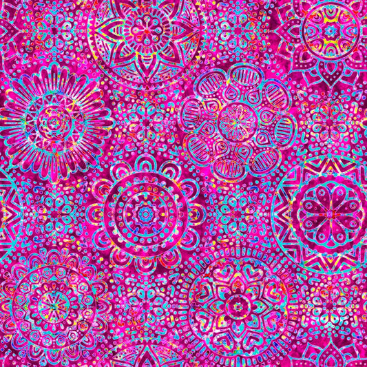 Zanzibar Evolution Magenta Mandalas 27403P Cotton Woven Fabric