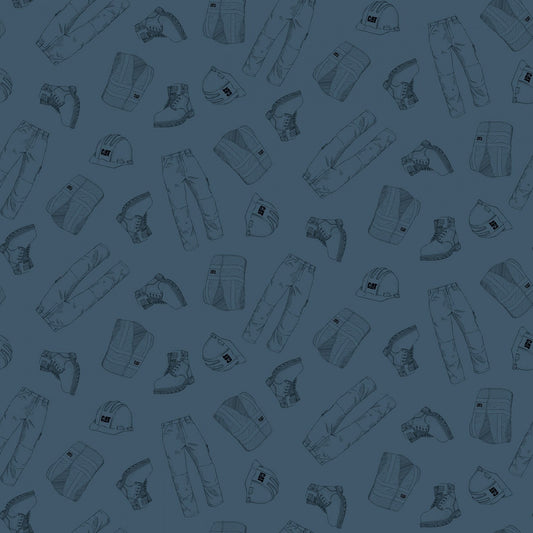 CAT by Caterpillar Garb Blue C9102R-BLUE Licensed Cotton Woven Fabric