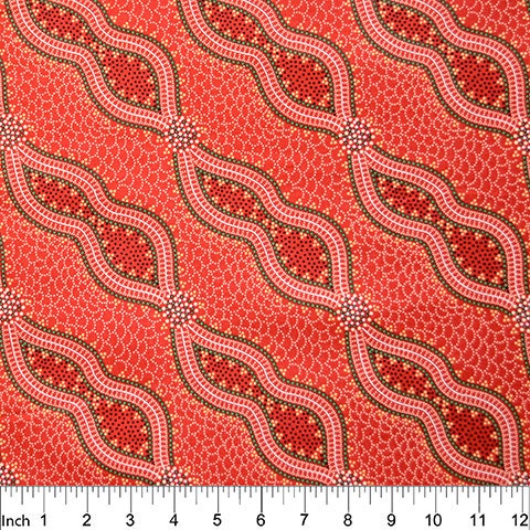 Bush Spinifex Tango Red by Geraldine Riley BUSTR Cotton Woven Fabric