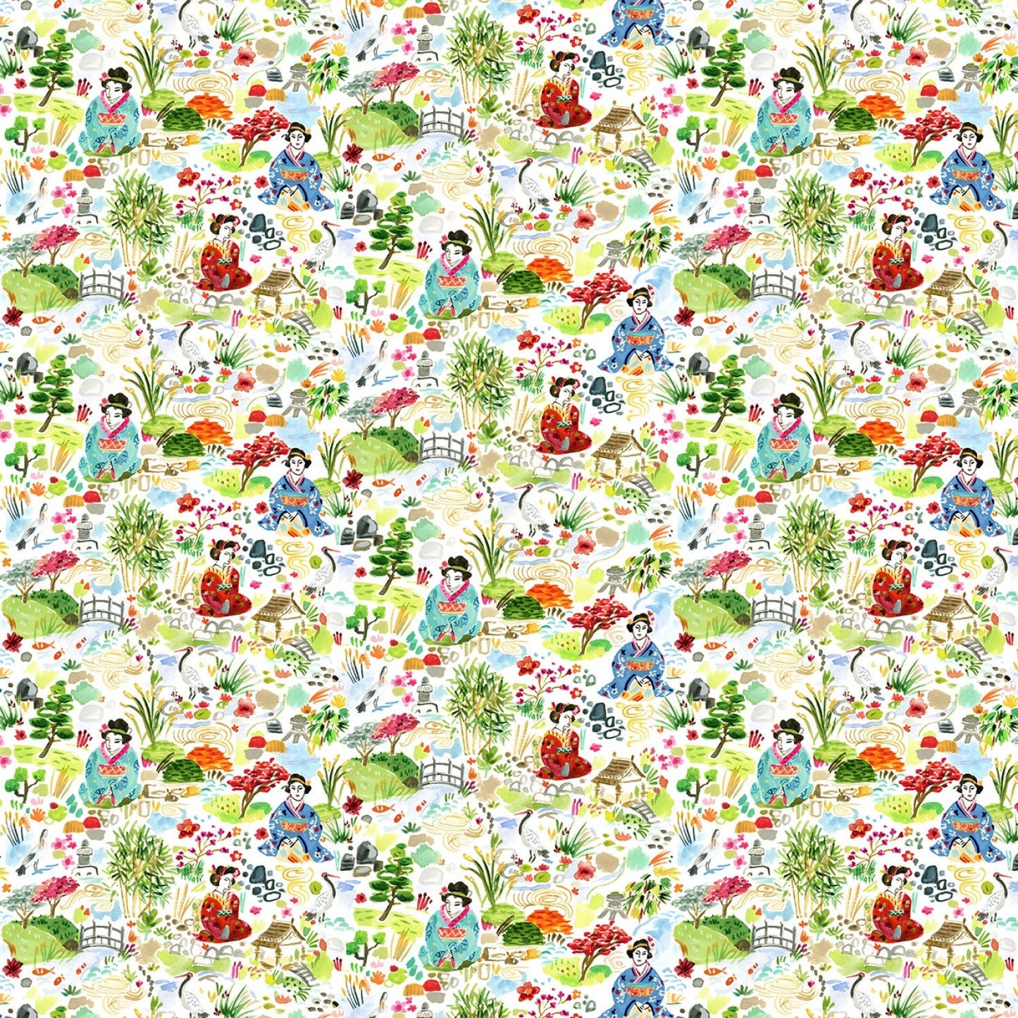 Tokyo Dreams by August Wren Kyoto Dream ST-DAW1393WH  Cotton Woven Fabric