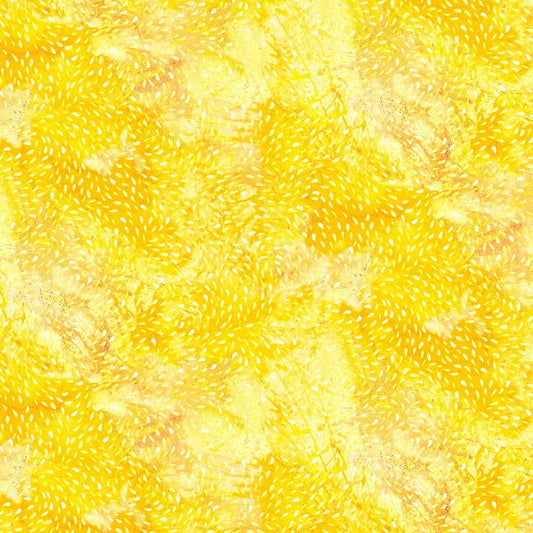 Wild Birds by Kim Green Yellow Texture Digitally Printed WILB4008-Y Cotton Woven Fabric