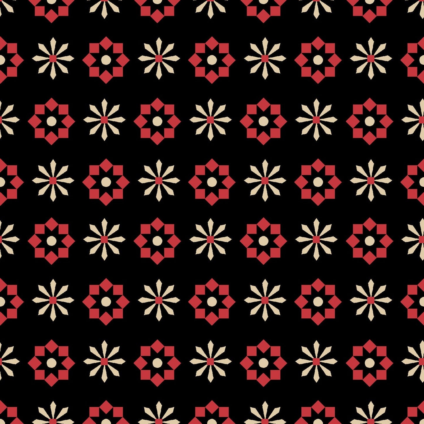 Wigglebutts by Dan DiPaolo Black Geometric Flower Y2841-03 Cotton Woven Fabric