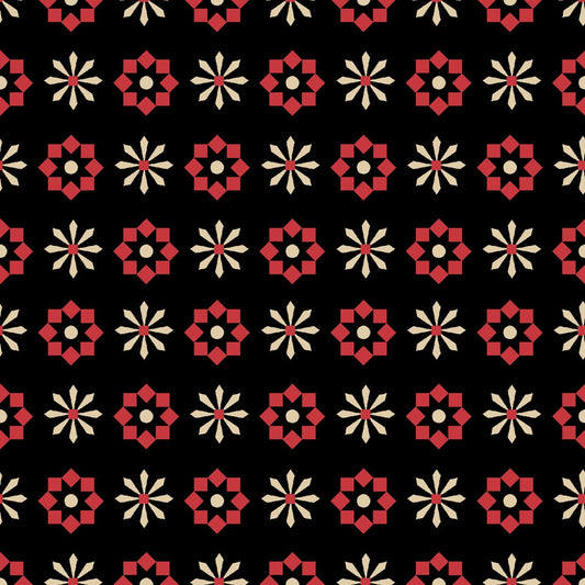 Wigglebutts by Dan DiPaolo Black Geometric Flower Y2841-03 Cotton Woven Fabric