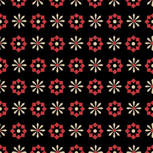 Wigglebutts by Dan DiPaolo Black Geometric Flower Y2841-03 Cotton Woven Fabric
