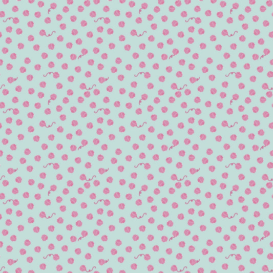 Chloe & Friends by Melissa Mortenson Yarn Ball Mint C8914R-MINT Cotton Woven Fabric