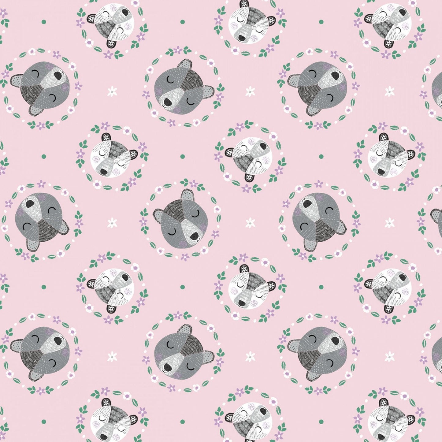 Bear Hug Pink Bear Wreaths 21181502-3 Cotton Woven Fabric
