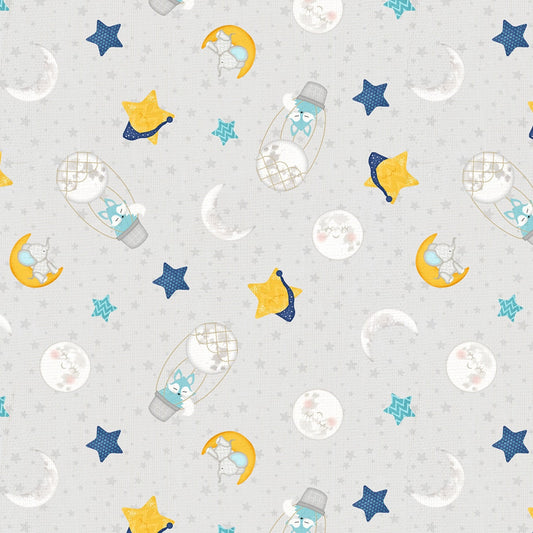 All Our Stars by Jennifer Pugh Grey Sleepy Time Toss 82580-915 Cotton Woven Fabric