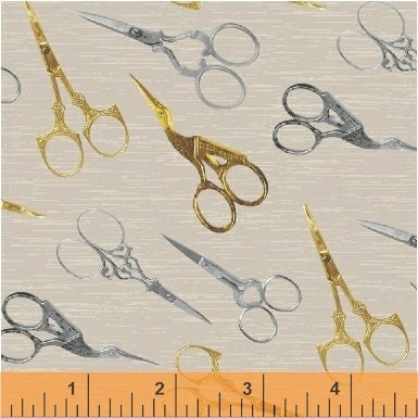 A Stitch in Time Scissors Tan 51512-1 Cotton Woven Fabric