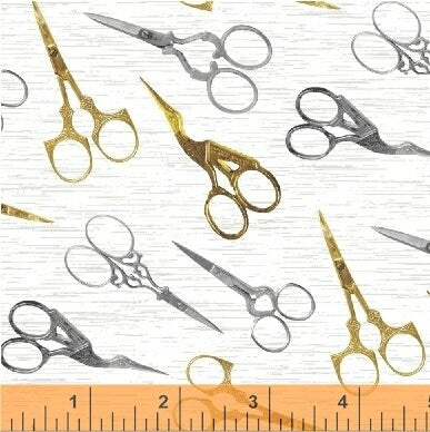 A Stitch in Time Scissors White 51512-3 Cotton Woven Fabric