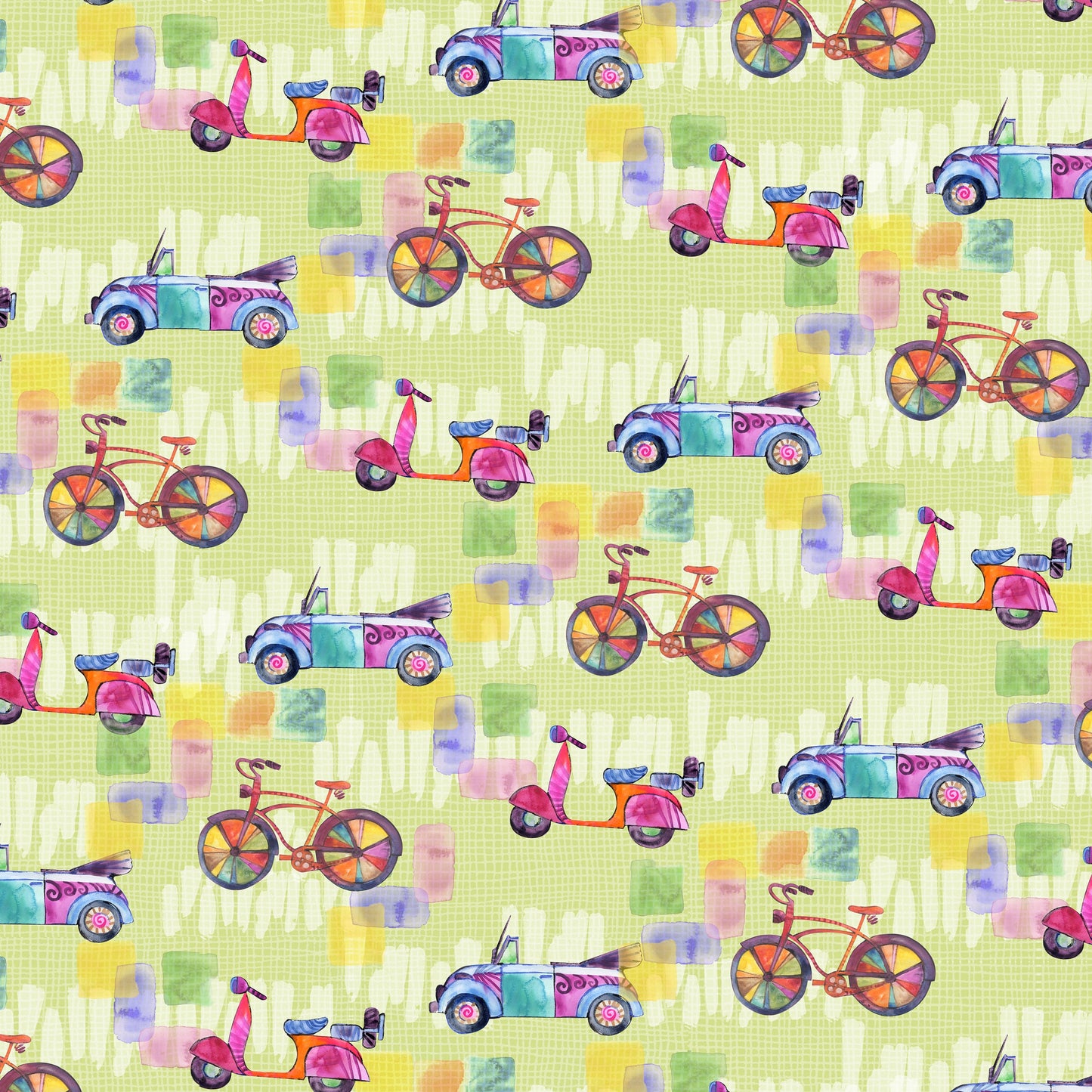 Color My World Bikes, Cars & Scooters 4915-66 Cotton Woven Fabric