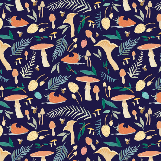 Dream World by Emily Winfield Martin Toadstools Navy C9081R-NAVY Licensed Cotton Woven Fabric