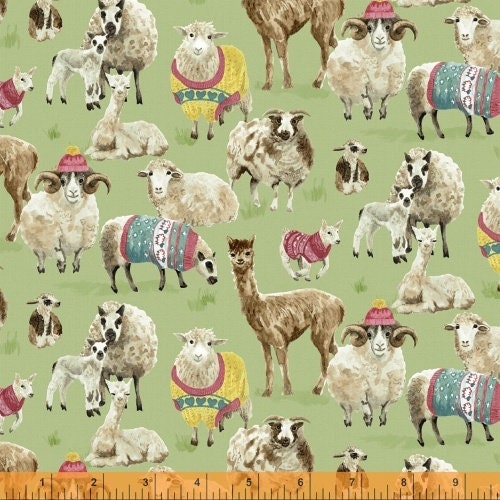 Knit and Purl Multi Llama, Sheep, Lambs & Rams 51605-X Cotton Woven Fabric