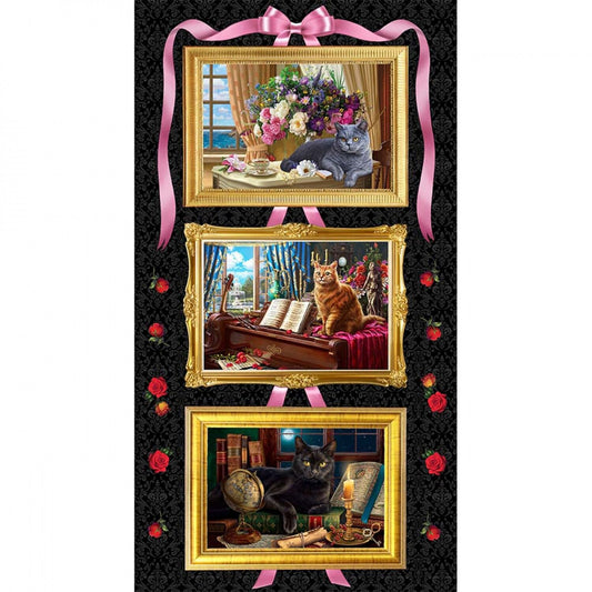 Madame Victoria's Elegant Cats 24" Panel Madame Victoria 10262-X Cotton Woven Panel