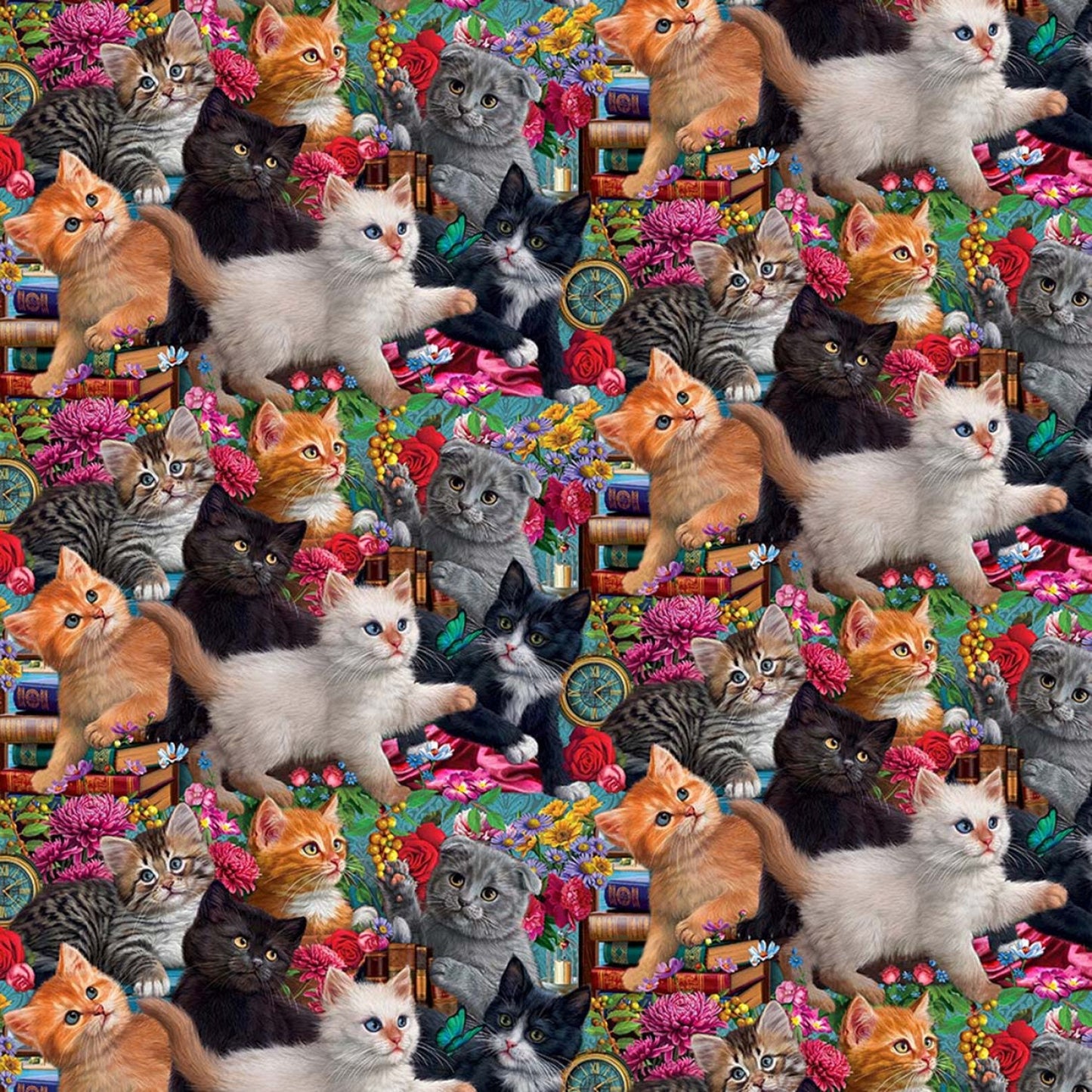 Madame Victoria's Elegant Cats Packed Kittens 10264-X Cotton Woven Fabric