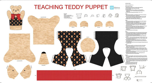 Sew N Go IX 24" Panel Teaching Teddy Puppet Tan 27280A Cotton Woven Panel