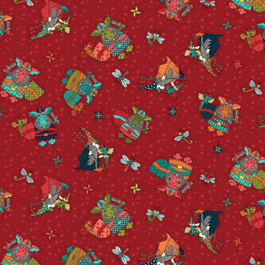Henry Glass Fabrics Whirlygig Magic by Leanne Anderson Red Knights & Wizards 1851-88 Cotton Woven Fabric