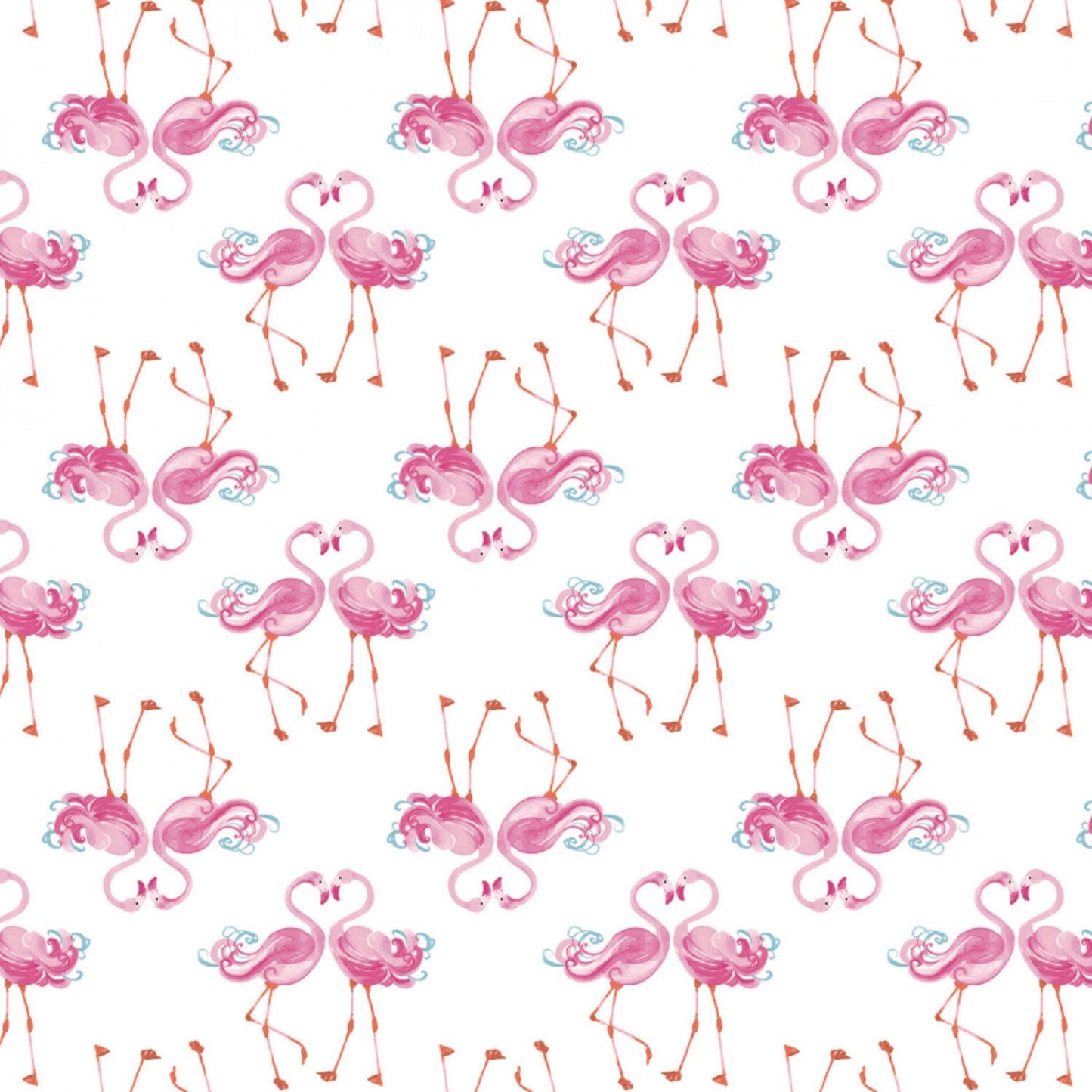 The Girls Collection by Laura Ashley White Flamingle 71190106-1 Cotton Woven Fabric