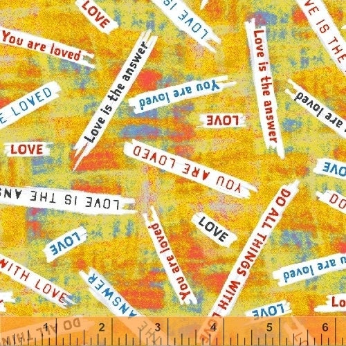 Unstoppable by Whistler Studios Yellow Love is the Answer 51503-6 Cotton Woven Fabric