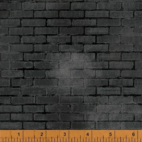Unstoppable by Whistler Studios Charcoal Painted Brick 51504-1 Cotton Woven Fabric