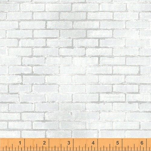 Unstoppable by Whistler Studios White Painted Brick 51504-2 Cotton Woven Fabric
