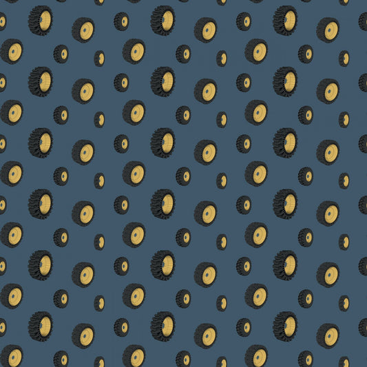 CAT by Caterpillar Tires Blue C9104R-BLUE Licensed Cotton Woven Fabric