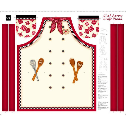 Sew N Go X 36" Panel Chef's Apron Cream 27434E Cotton Woven Panel