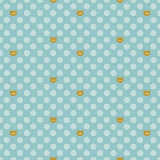 Chloe & Friends by Melissa Mortenson Cat Dot Sparkle Aqua SC8912R-AQUA Cotton Woven Fabric