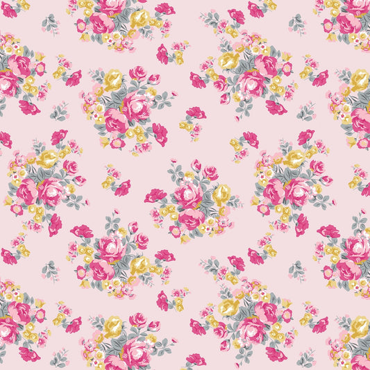 Chloe & Friends by Melissa Mortenson Floral Pink C8911R-PINK Cotton Woven Fabric