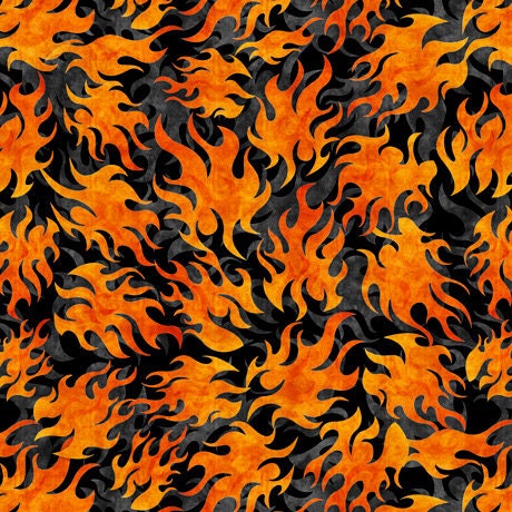 Easy Rider by Dan Morris Flames Black 27483J Cotton Woven Fabric