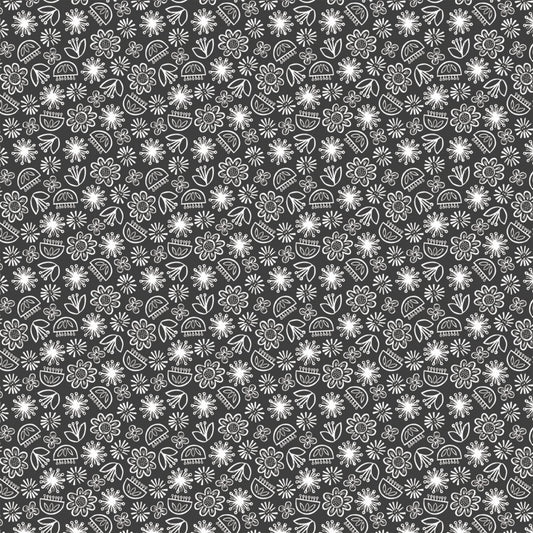 Family Recipes by Vicky Yorke Carbon Flowers 30180406-1 Cotton Woven Fabric