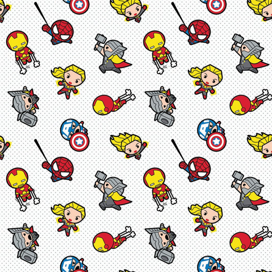 Licensed Flannel White Kawaii Action Toss 13020498H-1 Bamboo Flannel Fabric