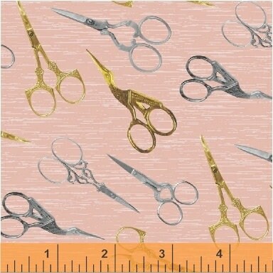 A Stitch in Time Scissors Coral 51512-5 Cotton Woven Fabric