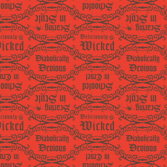 Disney Villains Diabolically Devious Diabolical Quotes Red 85990205-4 Cotton Woven Fabric