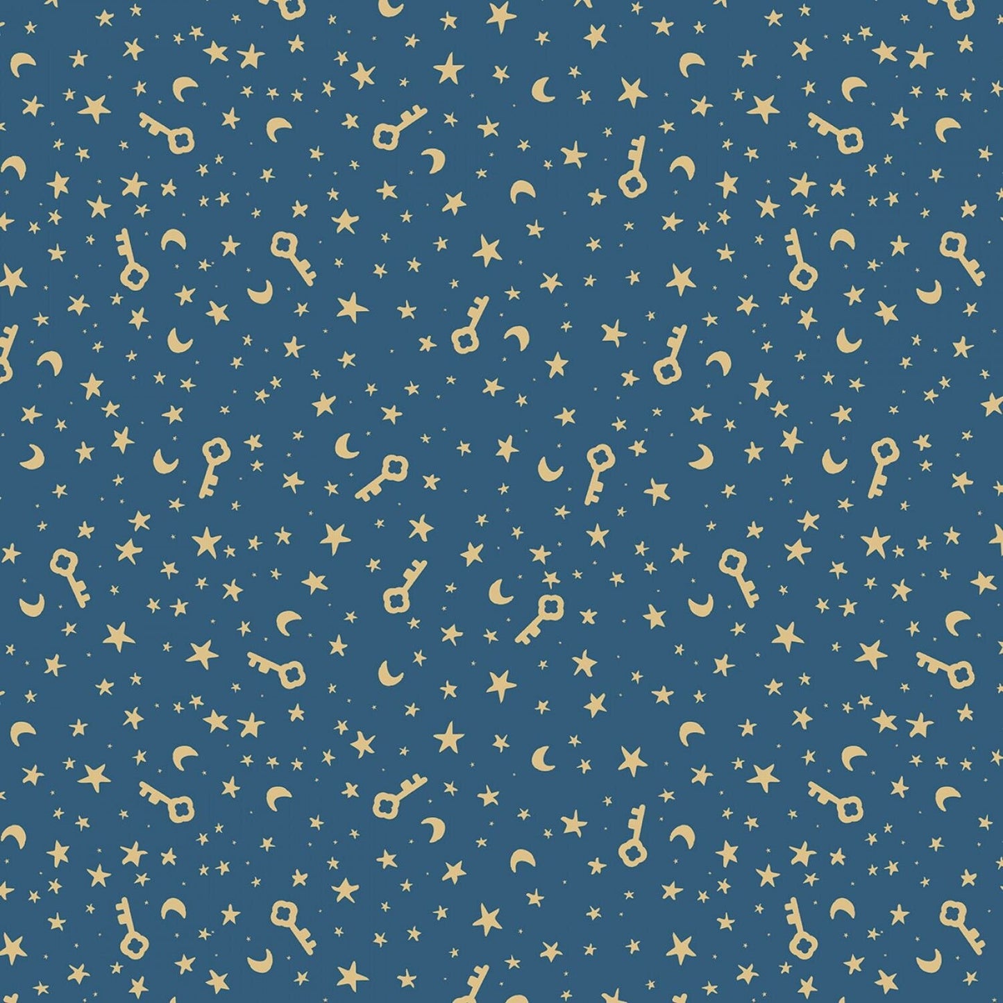 Dream World by Emily Winfield Martin Keys And Stars Blue with Sparkle SC9086R-BLUE Licensed Cotton Woven Fabric