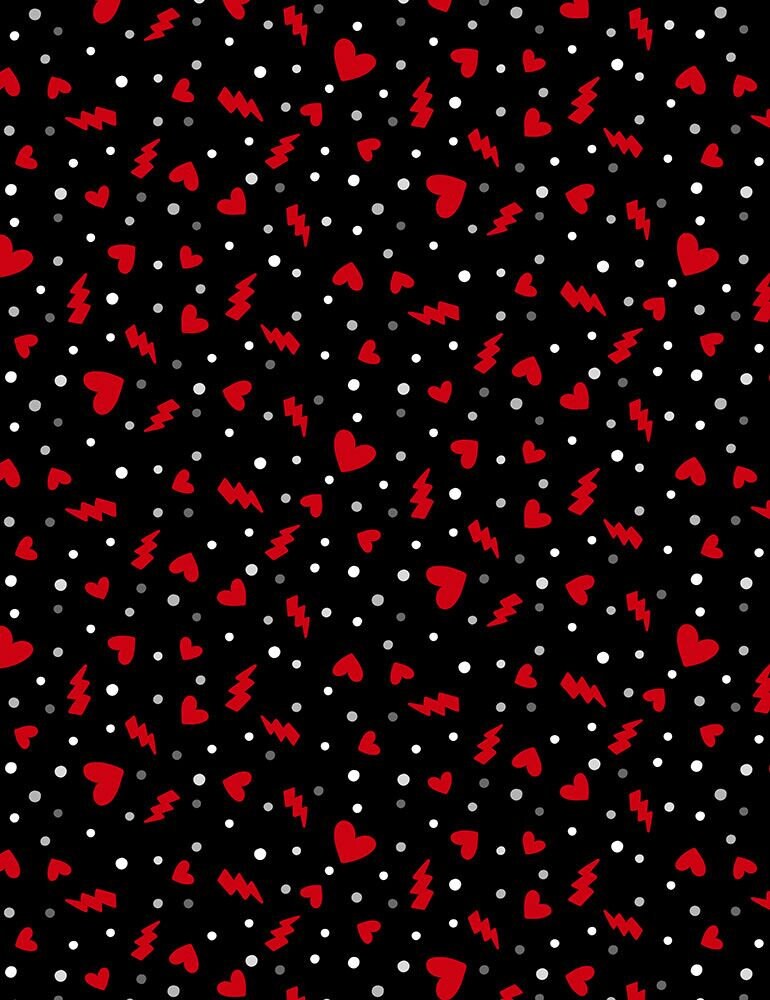 Hearts and Thunderbolts Fun-C7581-Red Cotton Woven Fabric