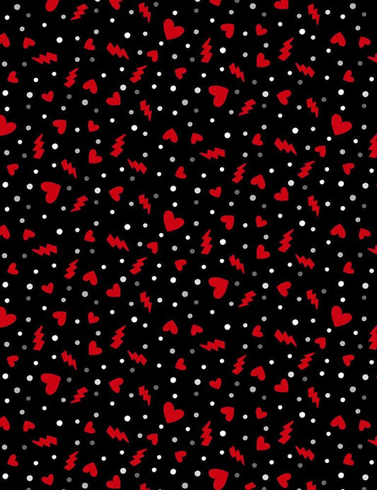Hearts and Thunderbolts Fun-C7581-Red Cotton Woven Fabric