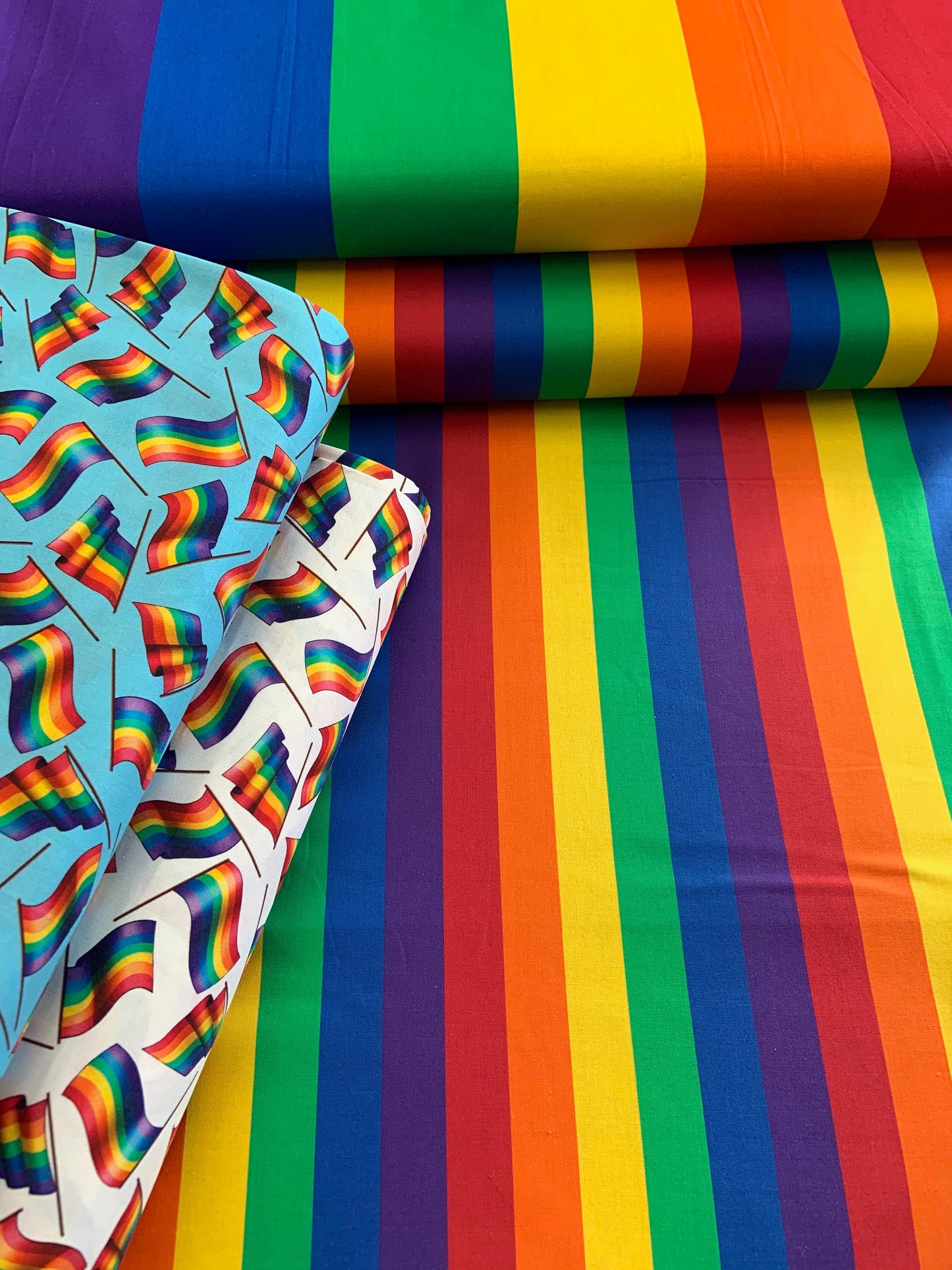 This & That II Rainbow Flags on White 27451-Z Cotton Woven Fabric