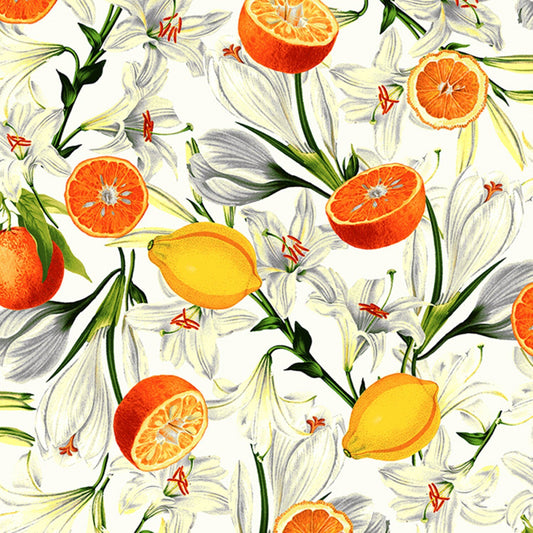 Citrus Garden Lilies with Citrus Vanilla RJ1400JVA1 Cotton Woven Fabric