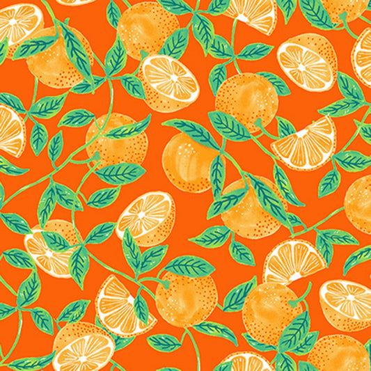 Citrus Garden Tangerines Persimmon RJ1402JPE1 Cotton Woven Fabric
